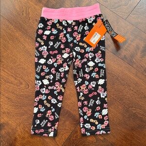 Head Black Floral Leggings with Pink Waistband